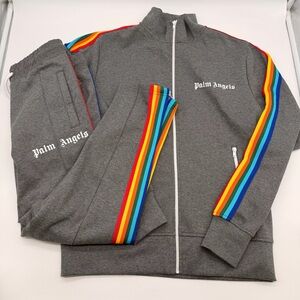 Palm Angels Rainbow Stripe Track Jacket & Pants Set Gray Size M Authentic